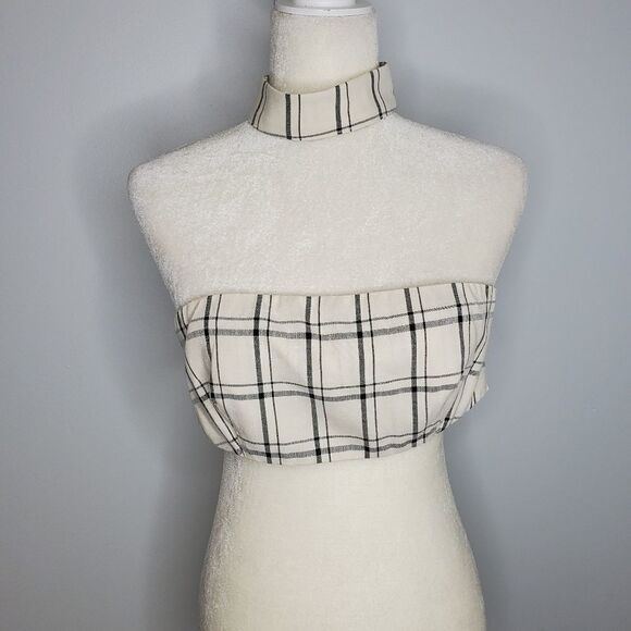 NEW CHOOSY crop top plaid power moves‎ back zip bandeau 8 - Picture 3 of 7